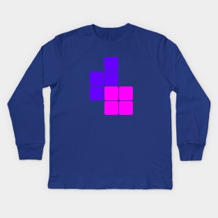 Tetris Pink Purple Kids Long Sleeve T-Shirt